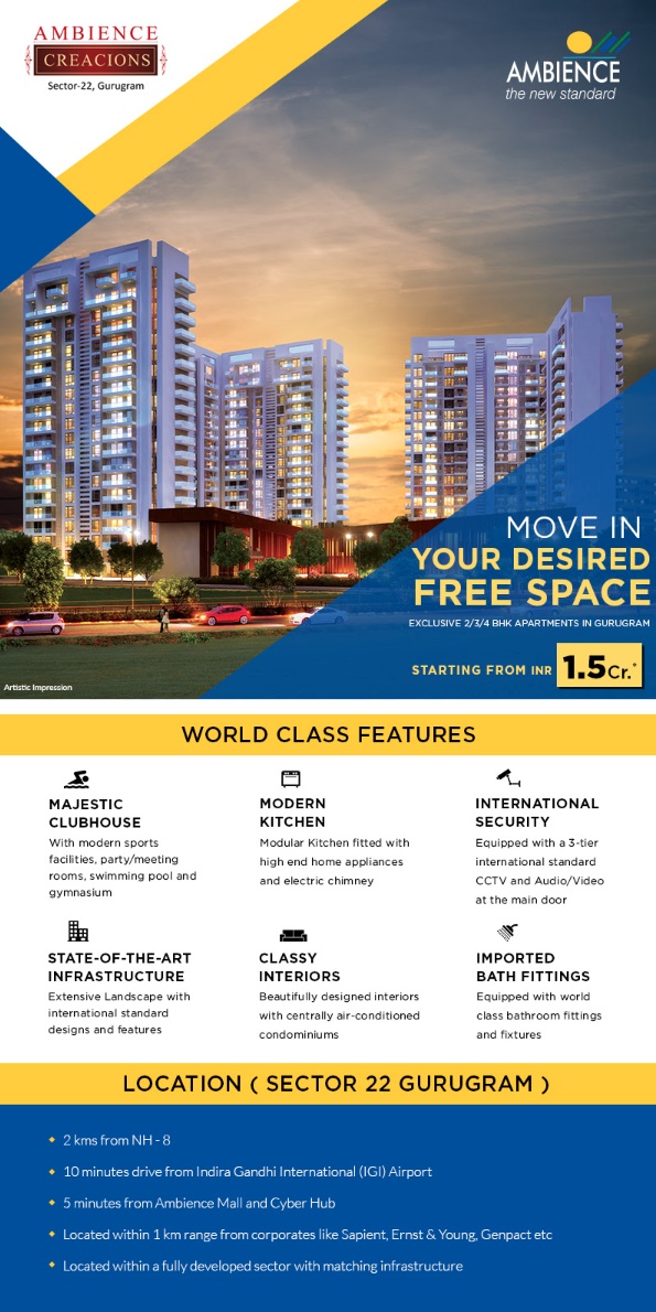 Embrace the Ambience way of living at Ambience Creacions in Gurgaon Update